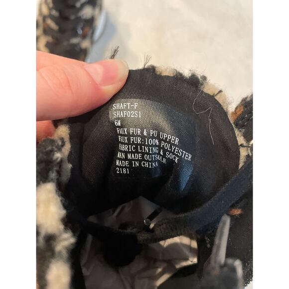 STEVE MADDEN Shaft Leopard High Sneakers 6M Platform Shearling Tan Black - Picture 7 of 8